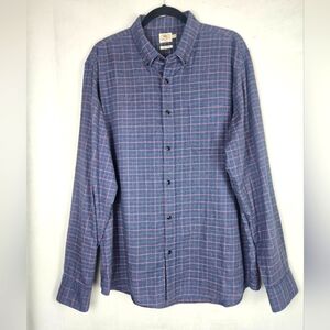 Faherty Blue and Pink Plaid Casual Button Up Long Sleeve Shirt Organic Size XL